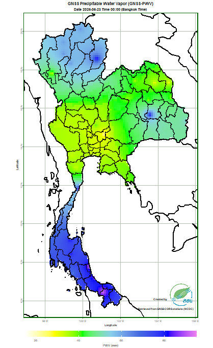 แผนที่ค่าปริมาณไอน้ำ (GNSS-PWV)
